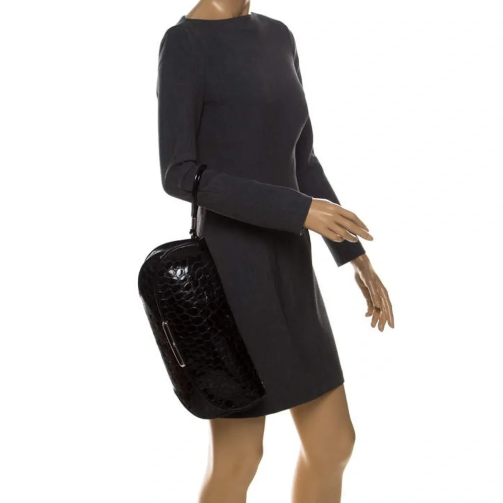 Christian Dior Dior Purple Crocodile Embossed Patent Clutch - Picture 15 of 15